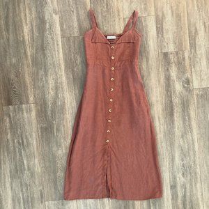 Faithfull the Brand Linen midi dress in rust - 4